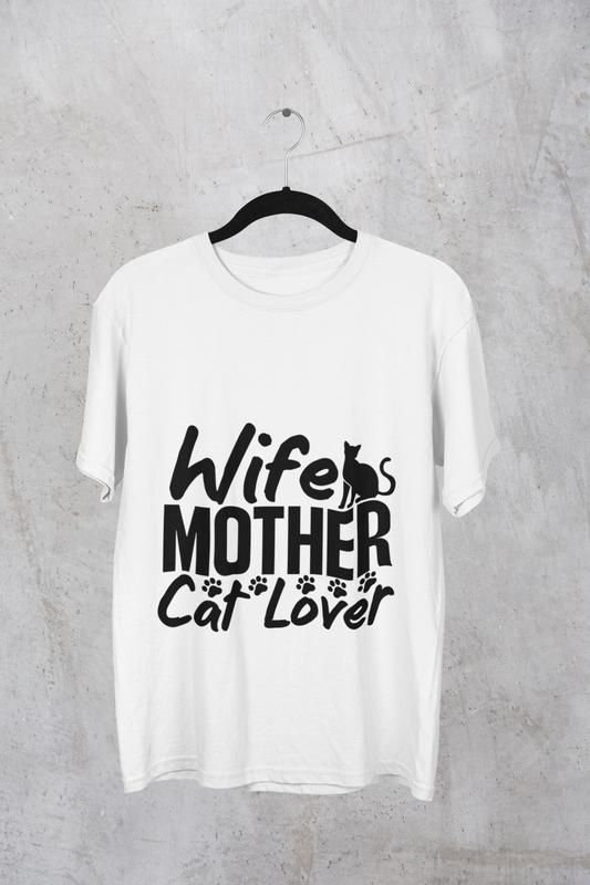 Funky Fox Wife. Mother. Cat Lover. Cotton T-Shirt
