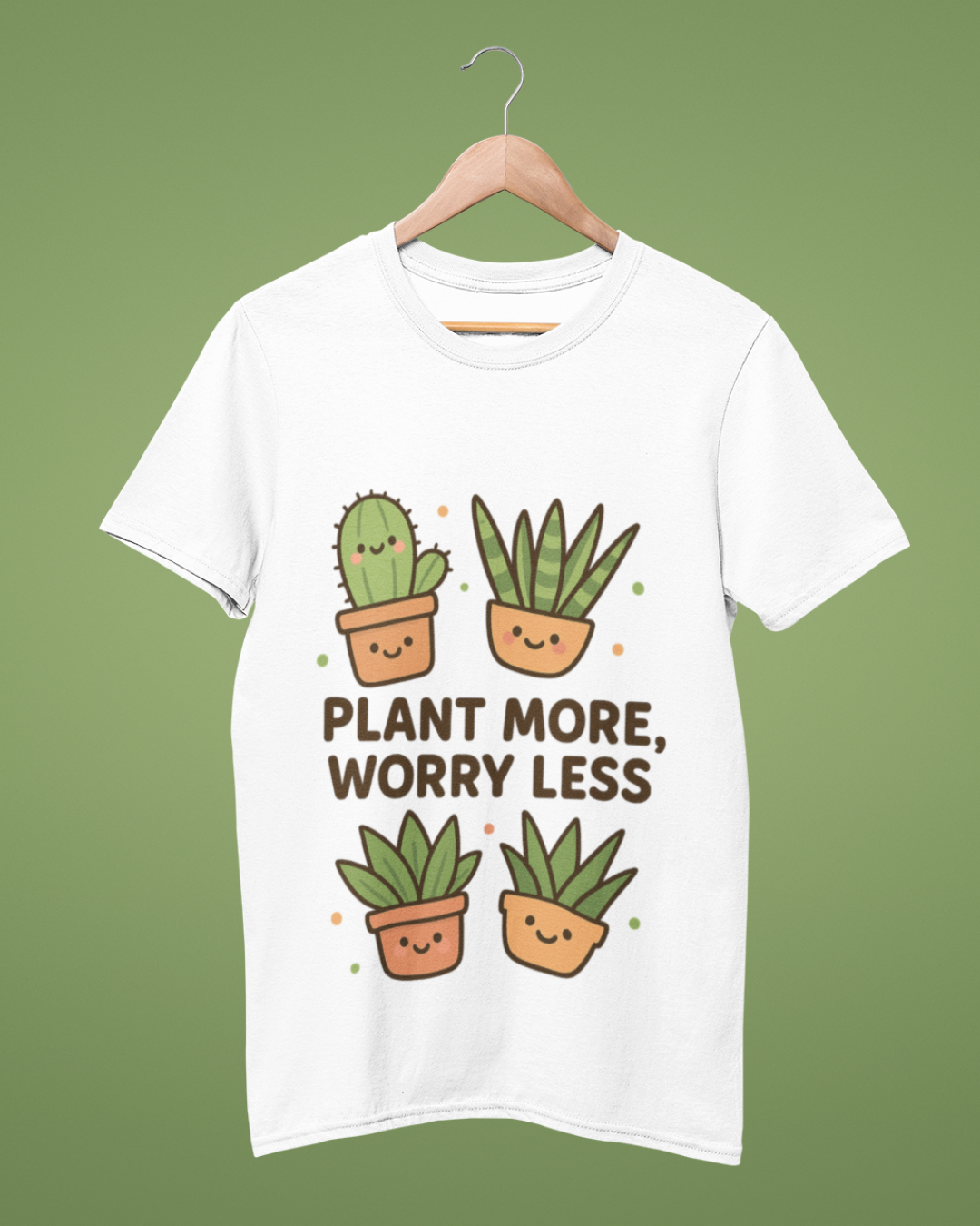 Funky Fox Plant More, Worry Less T-Shirt – Nature Lover Tee