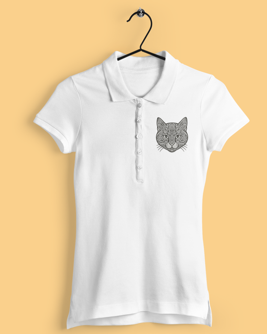 Funky Fox Cat Lover Polo T-Shirt – Classic Style for Feline Fans