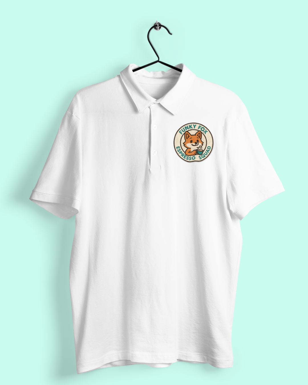Funky Fox Expresso Squar Polo T-Shirt – Bold & Classy Cat Style