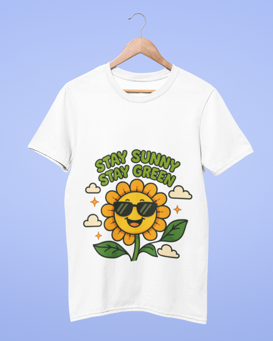 Funky Fox Stay Sunny Stay Green T-Shirt – Bright & Fresh Vibes