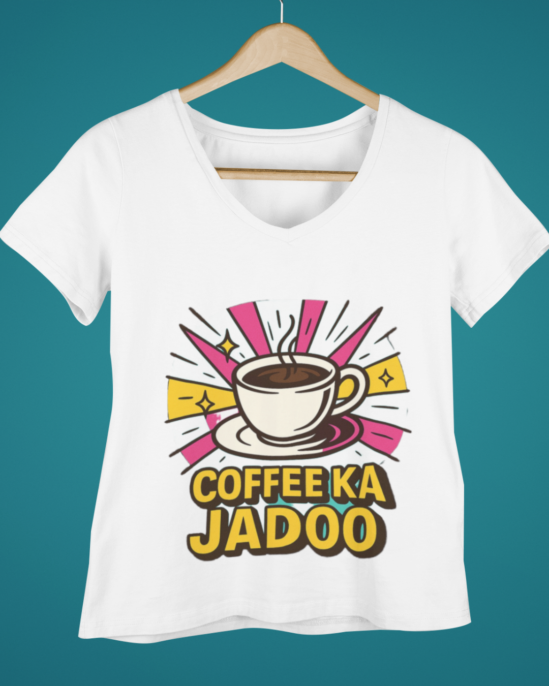 Funky Fox Coffee Ka Jadoo T-Shirt – Sip. Smile. Slay.