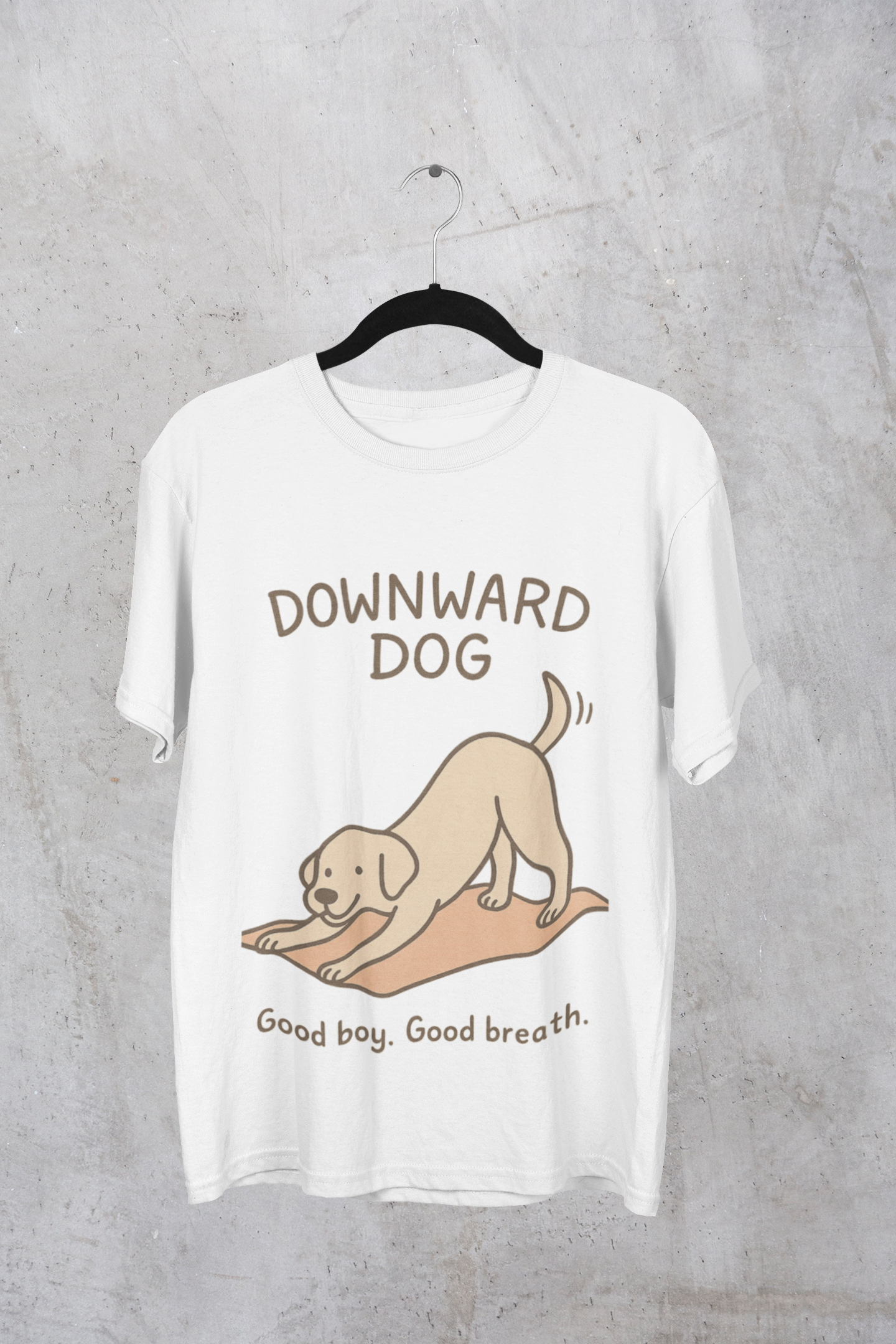Funky Fox Downward Dog, Good Boy Good Breath T-Shirt – Yoga Pup Edition