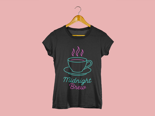 Funky Fox Midnight Brew T-Shirt – For Late-Night Coffee Lovers