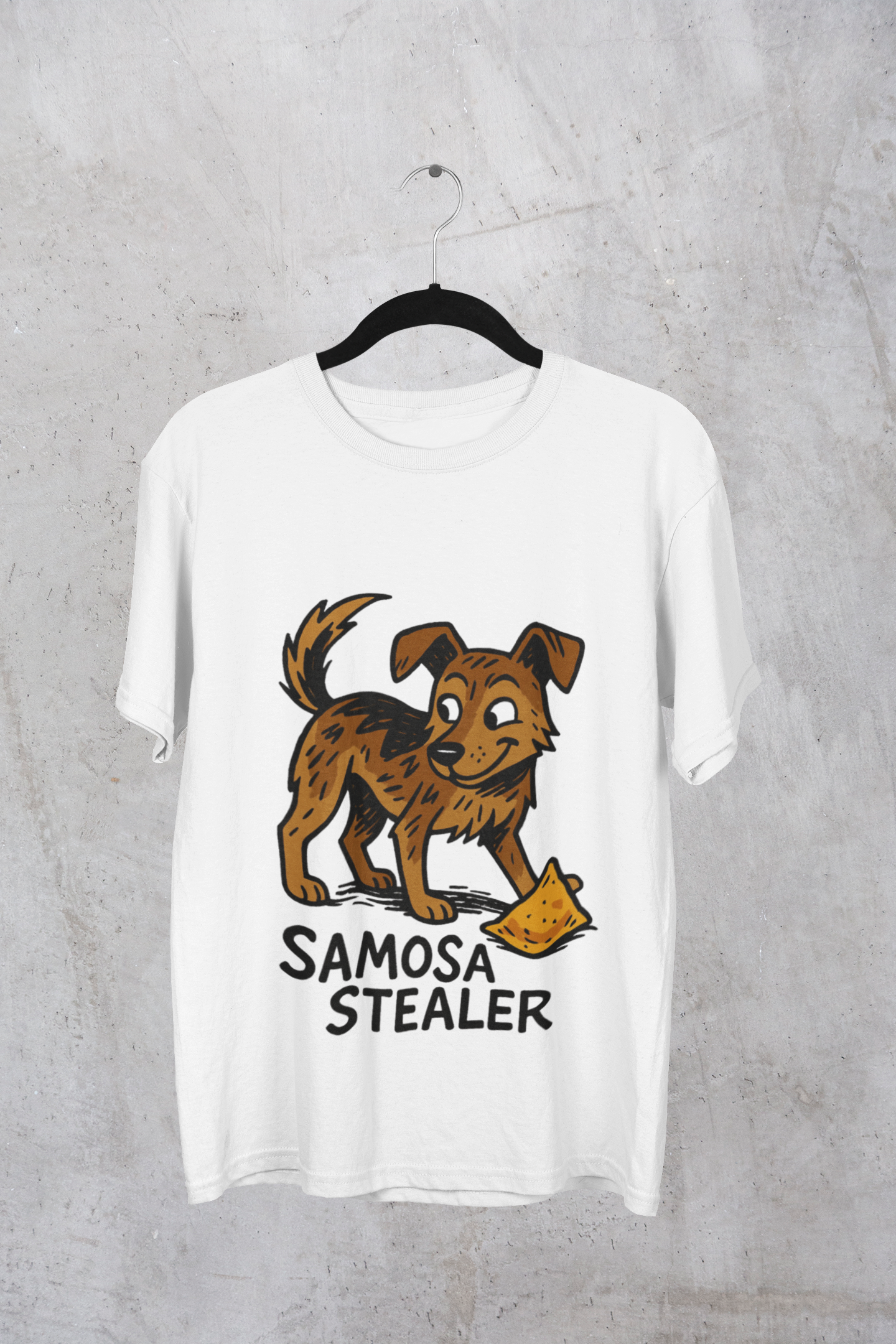 Funky Fox Samosa Stealer Dog T-Shirt – Snack Time Shenanigans